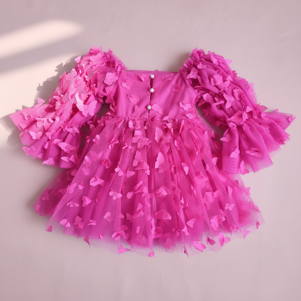 Hot Pink Butterfly Party Dress