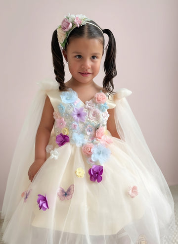 Floral Princess Dress - Yellow