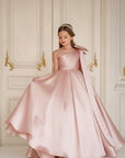 Jasmine Ivory Satin Girls Special Occasion Dress (Made to order) Pink 🩷