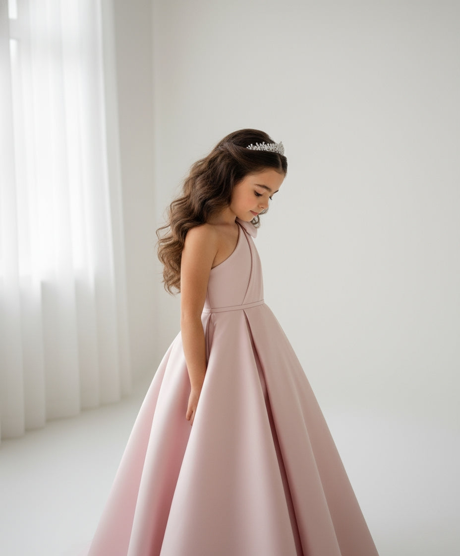 Jasmine Satin Girls Special Occasion Dress (Made to order) Pink 🩷MK004