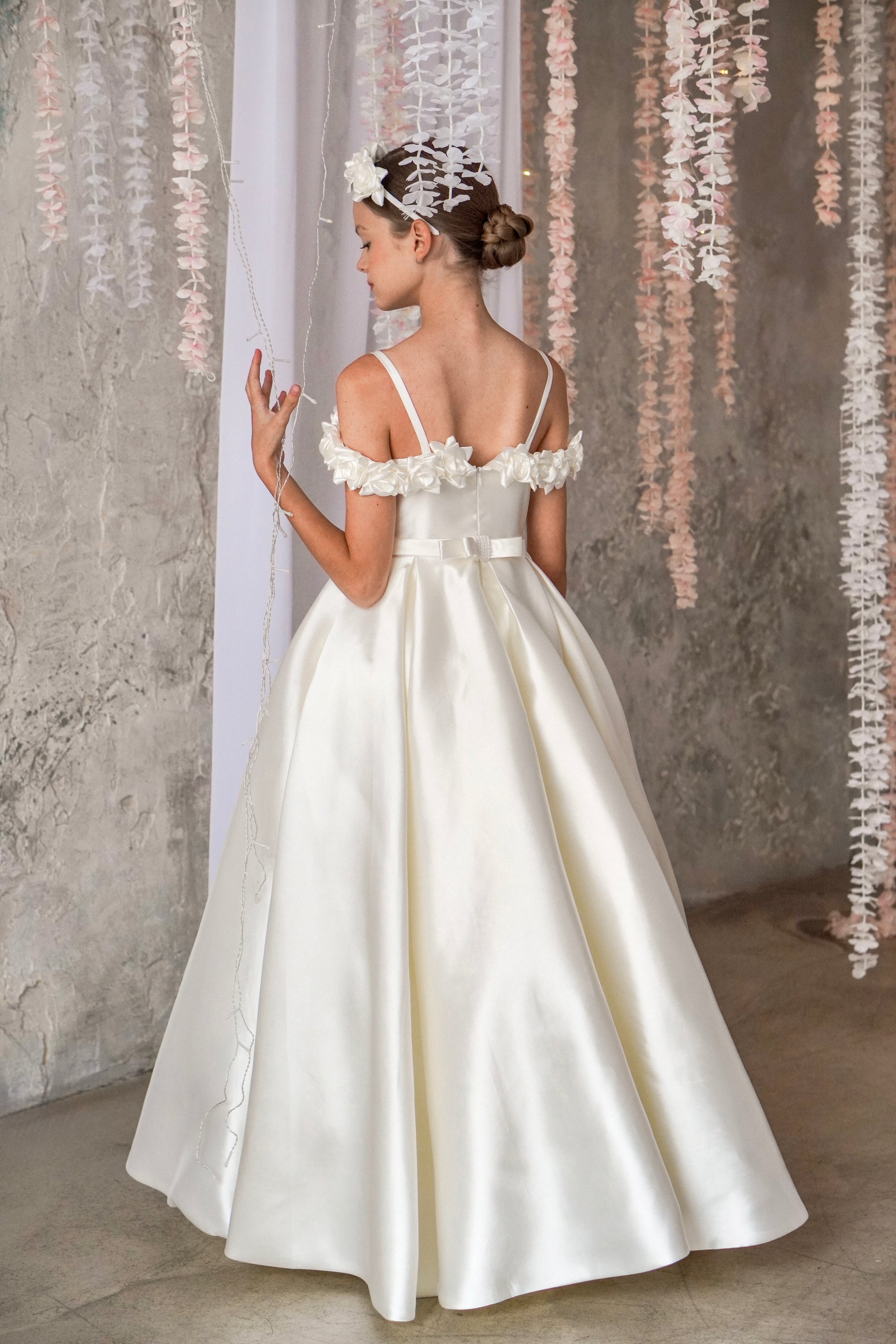 Celeste Rose Satin Dress - Ivory (Made to order)