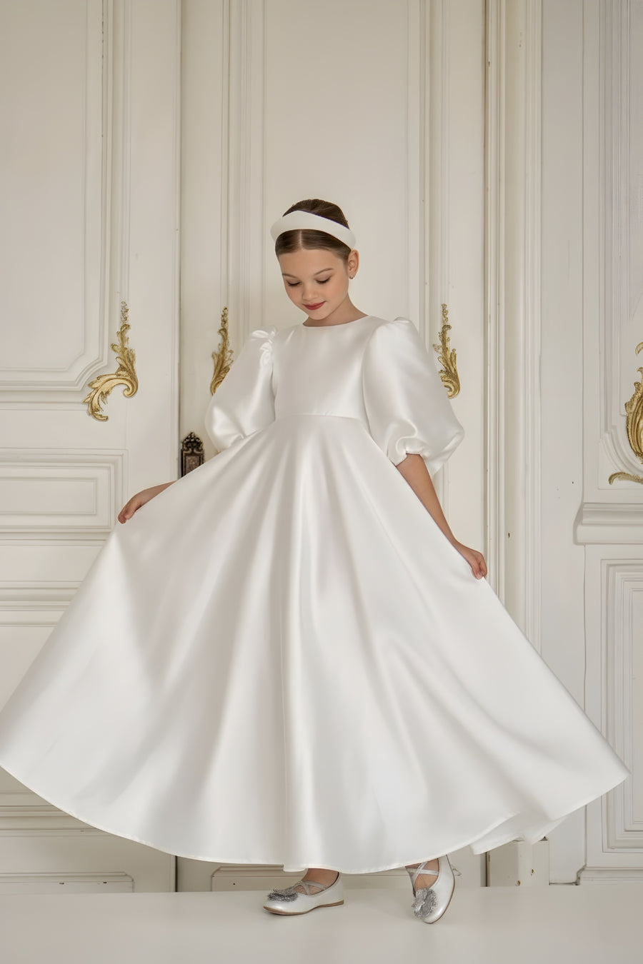 Beatrice Floor Length Special Occasion Satin Girls Dress (Made to order)