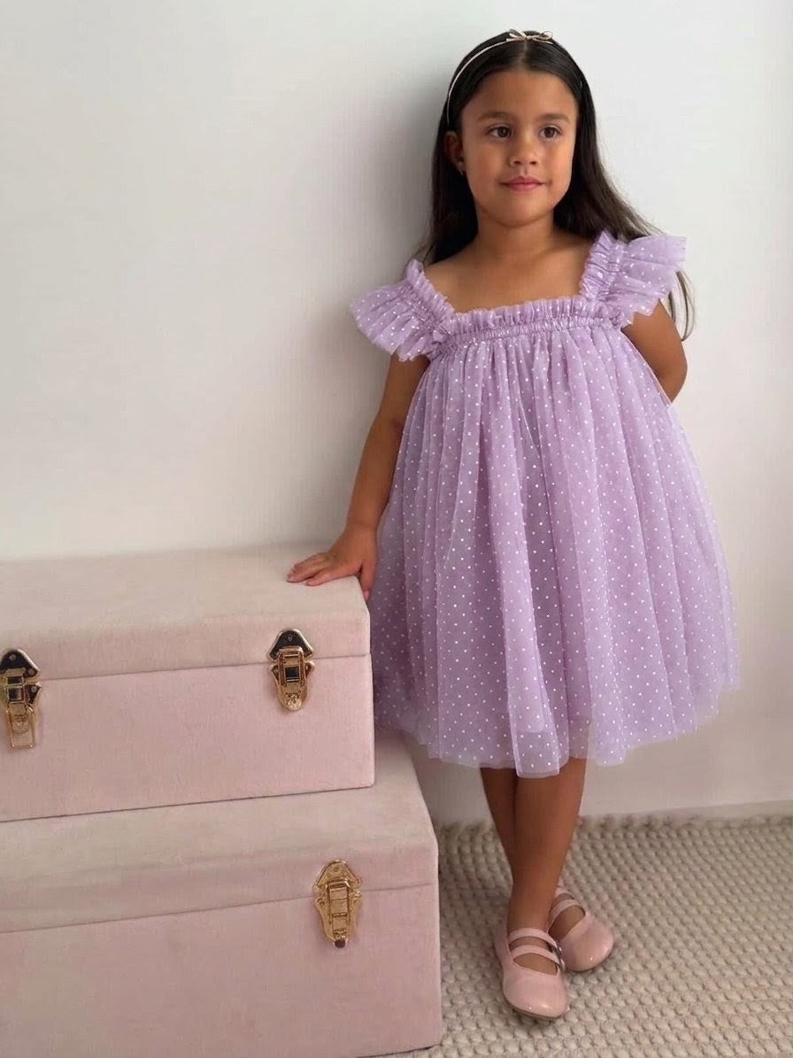 Swiss Dot Tutu Dress - Lilac