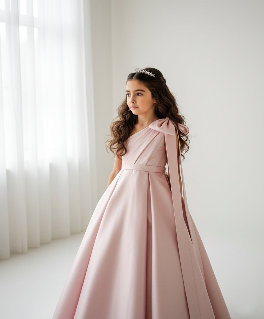 Jasmine Satin Girls Special Occasion Dress (Made to order) Pink 🩷MK004