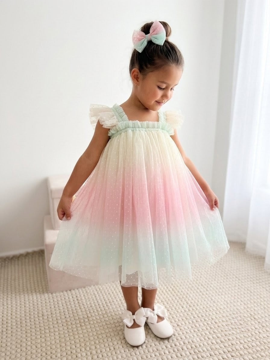 Swiss Dot Tutu Dress - Rainbow