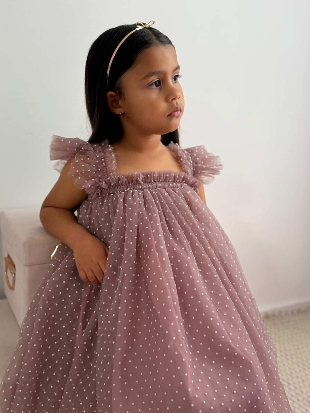 Swiss Dot Tutu Dress - Mauve