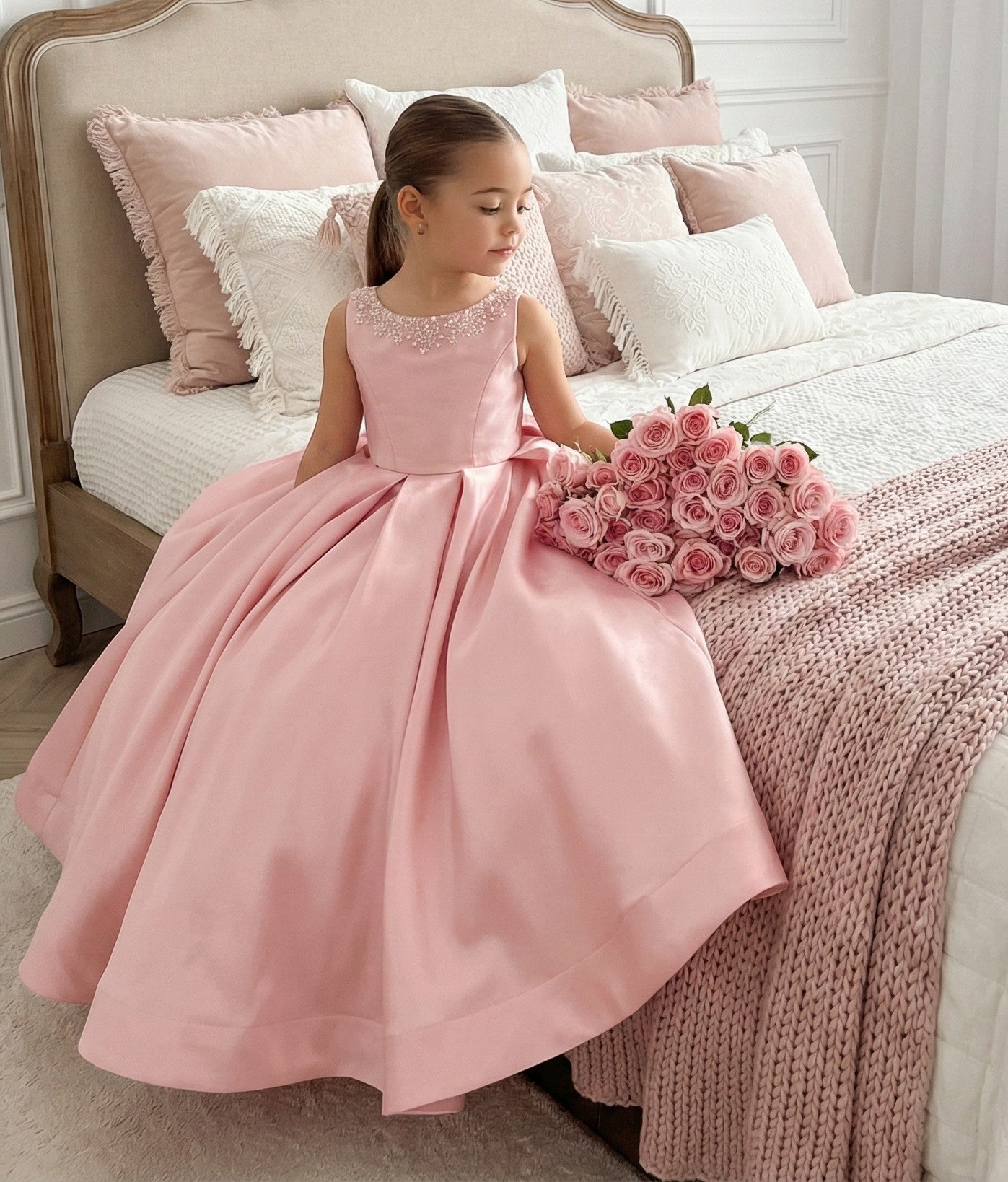 Mia Satin Girls Special Occasion Dress (Made to order) 🩷🪄