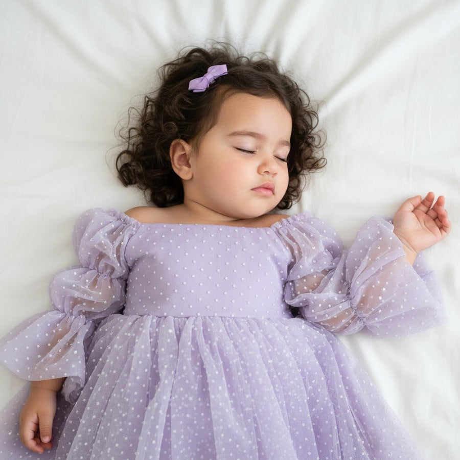 Purple Princess Swiss Dot Dress - 6 Months - 5 Years