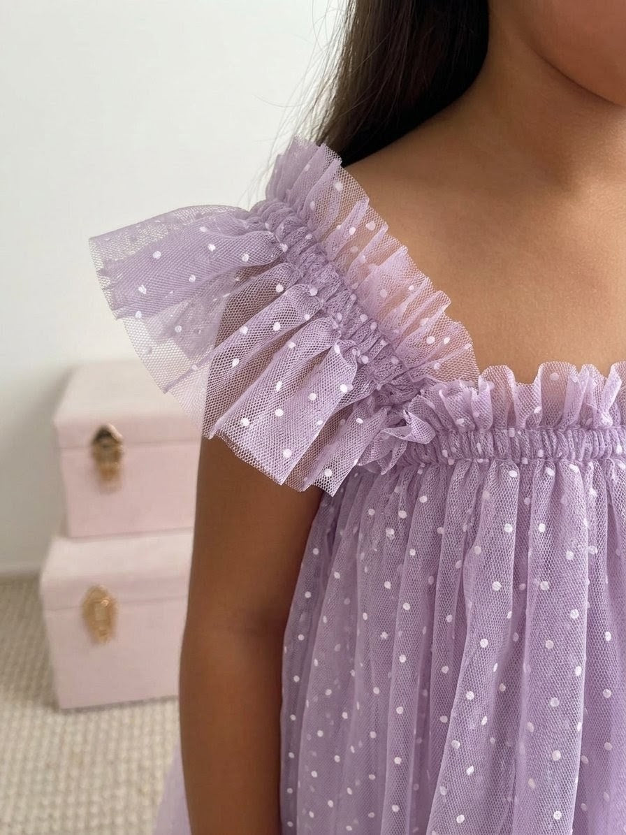 Swiss Dot Tutu Dress - Lilac