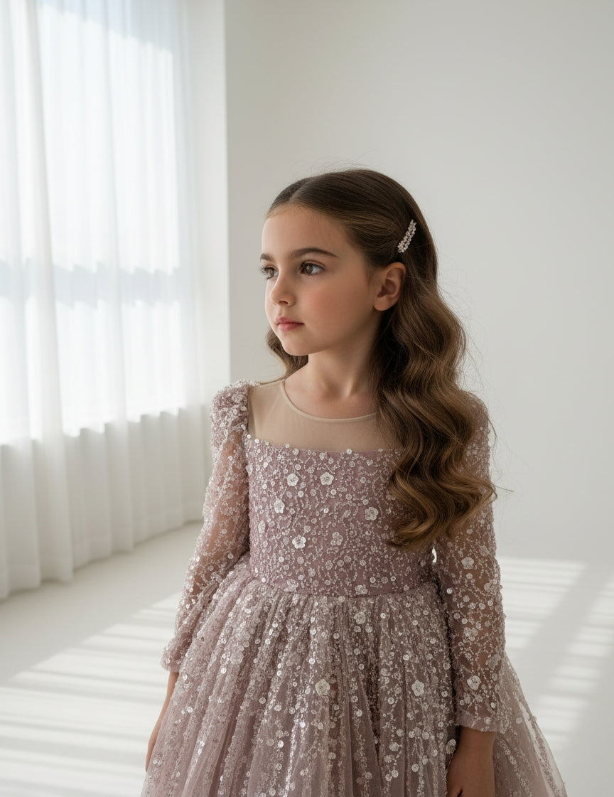 Lola Knee Length Luxe Dress - Lilac (Made to order) MK002