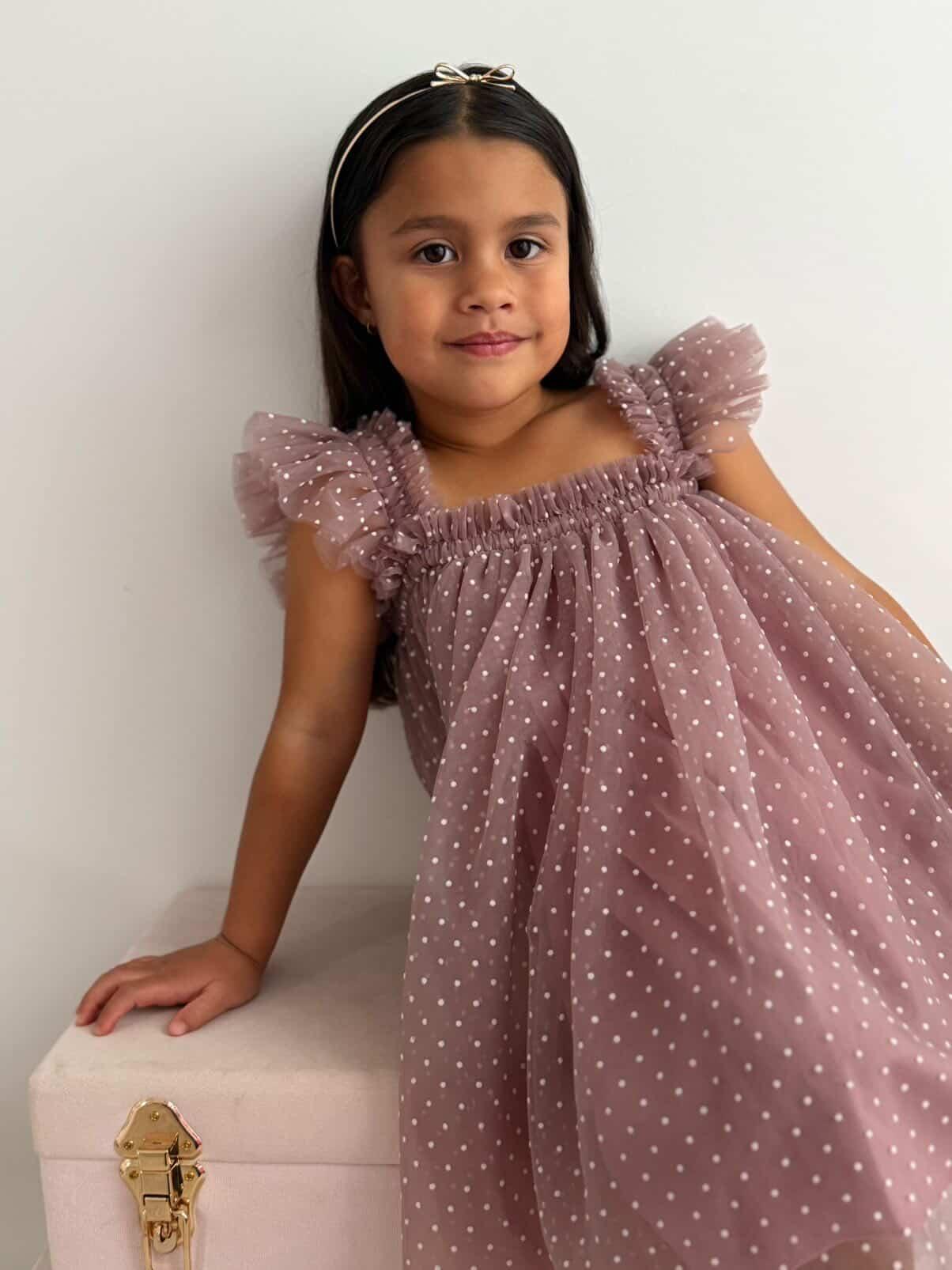 Swiss Dot Tutu Dress - Mauve