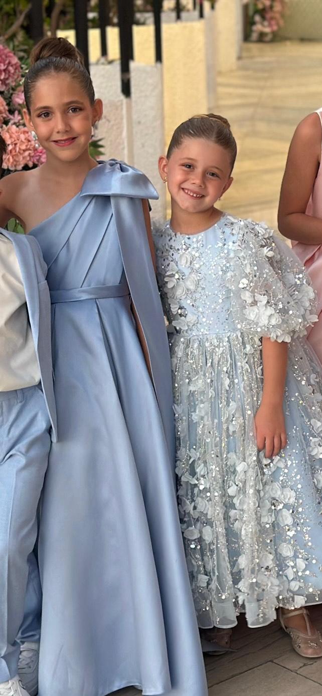 Jasmine Blue Satin Girls Special Occasion Dress (Made to order) MK004