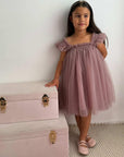 Swiss Dot Tutu Dress - Mauve