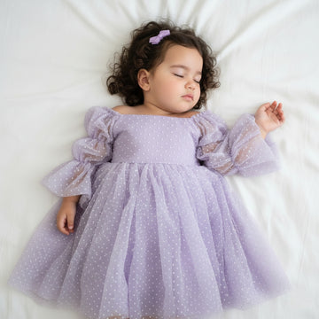 Purple Princess Swiss Dot Dress - 6 Months - 5 Years