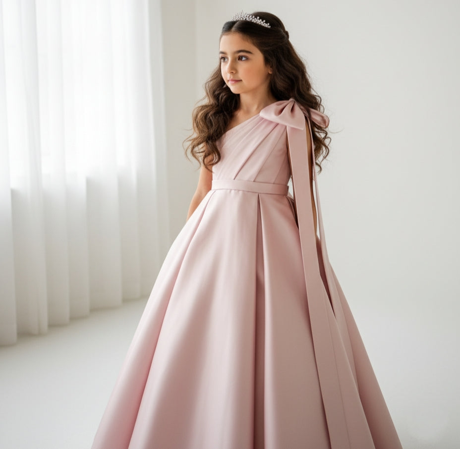 Jasmine Satin Girls Special Occasion Dress (Made to order) Pink 🩷MK004