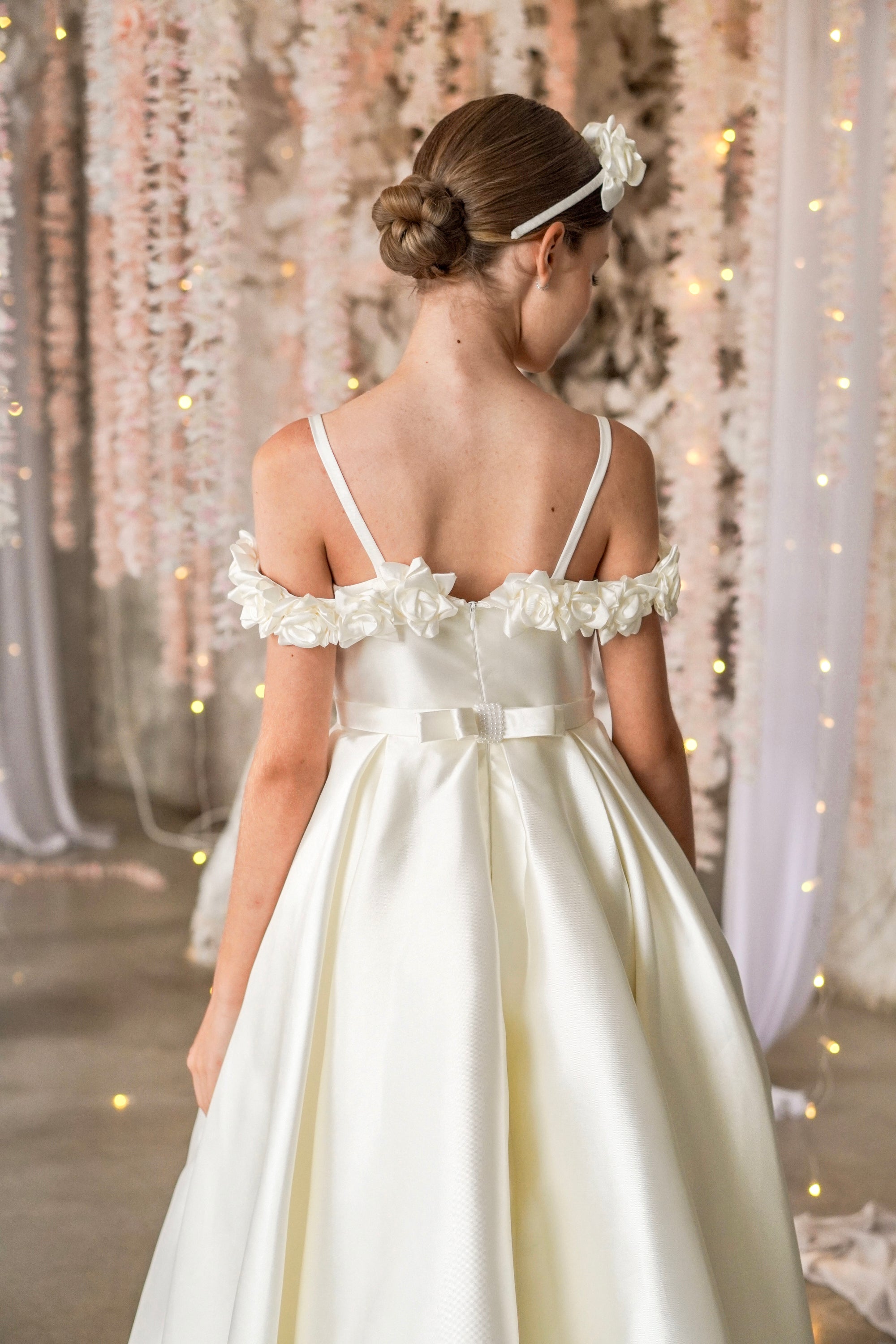 Celeste Rose Satin Dress - Ivory (Made to order)