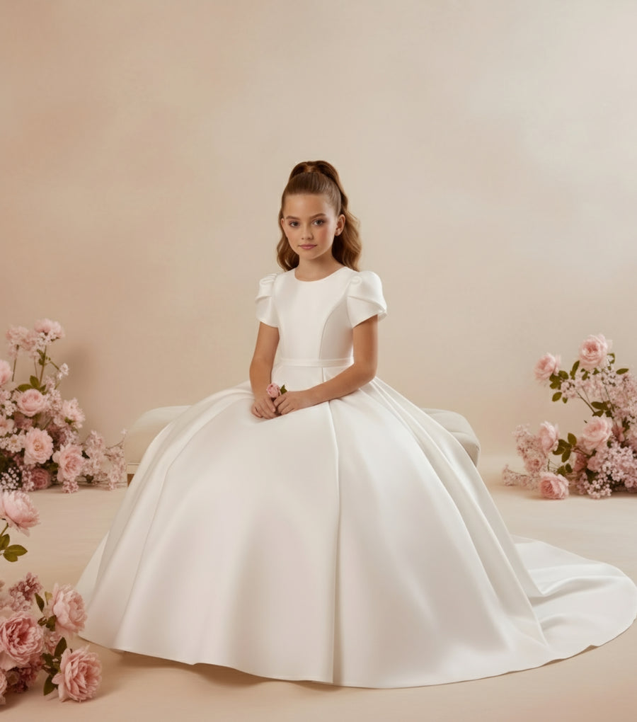 Ivory Mikado Flower Girl Dress MIK & ME Exclusive (Made to order)