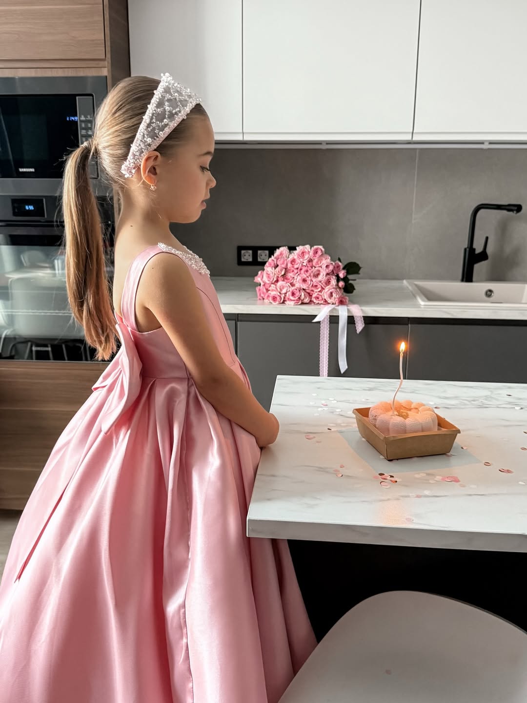 Princess Belle Satin Girls Special Occasion Dress (Made to order) 🩷🪄 MK054