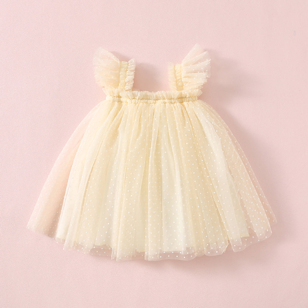 Swiss Dot Tutu Dress - Yellow