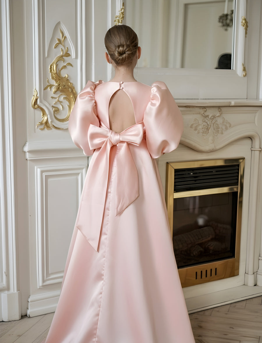 Beatrice Floor Length Special Occasion Satin Girls Dress (Made to order)