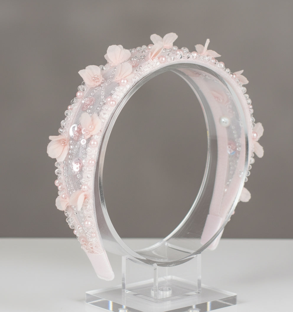 Pink Embroidery Handmade Hairband