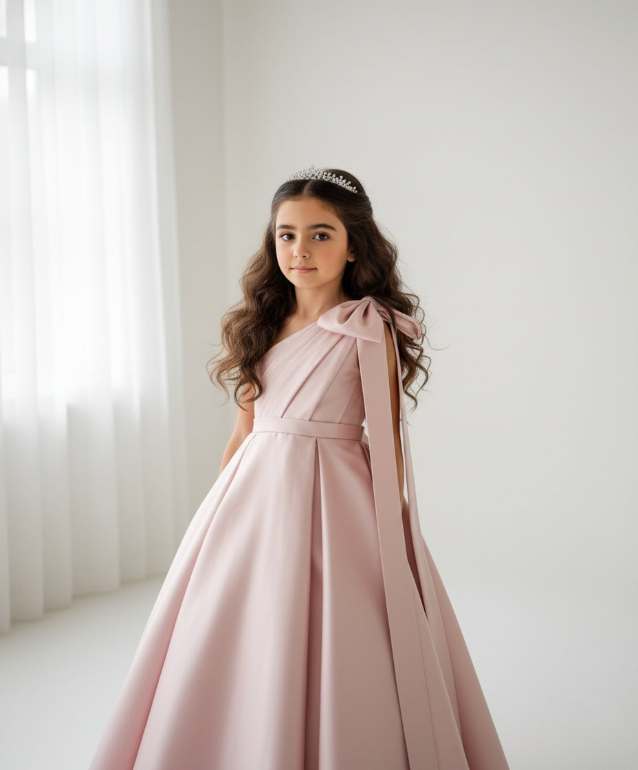 Jasmine Satin Girls Special Occasion Dress (Made to order) Pink 🩷MK004