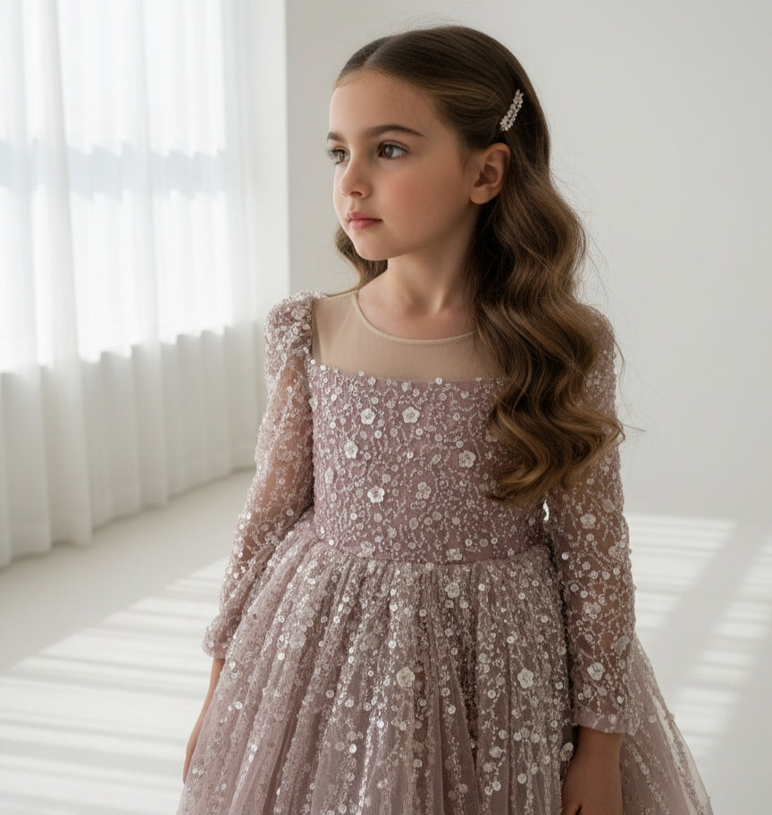 Lola Knee Length Luxe Dress - Lilac (Made to order) MK002