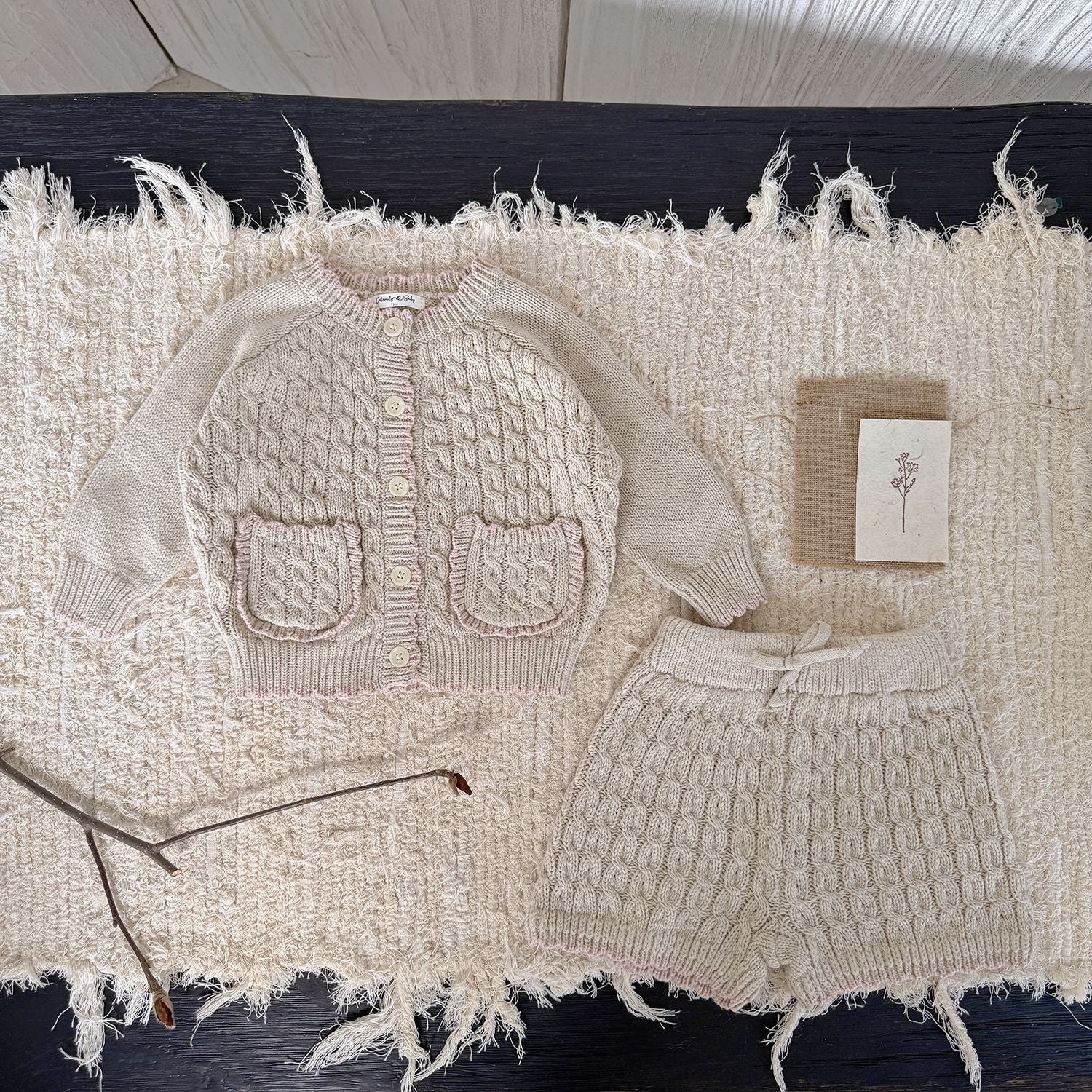 C Baby Knit Cardigan &amp; Shorts