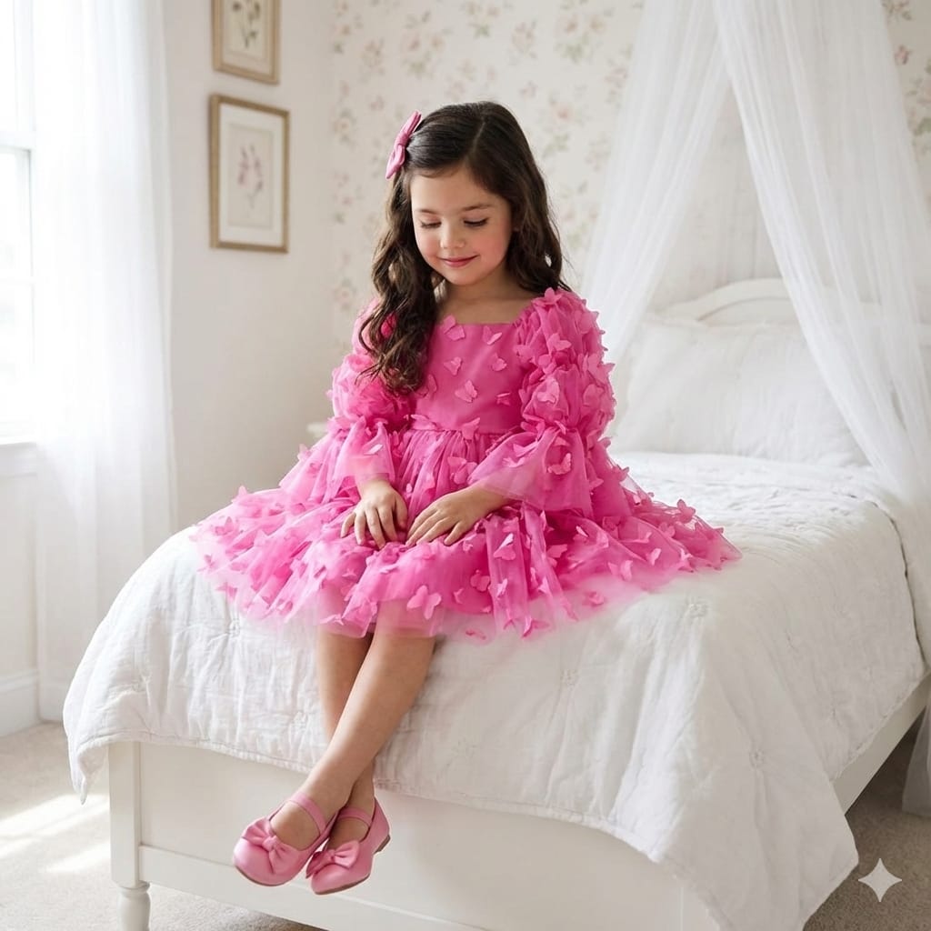 Hot Pink Butterfly Party Dress