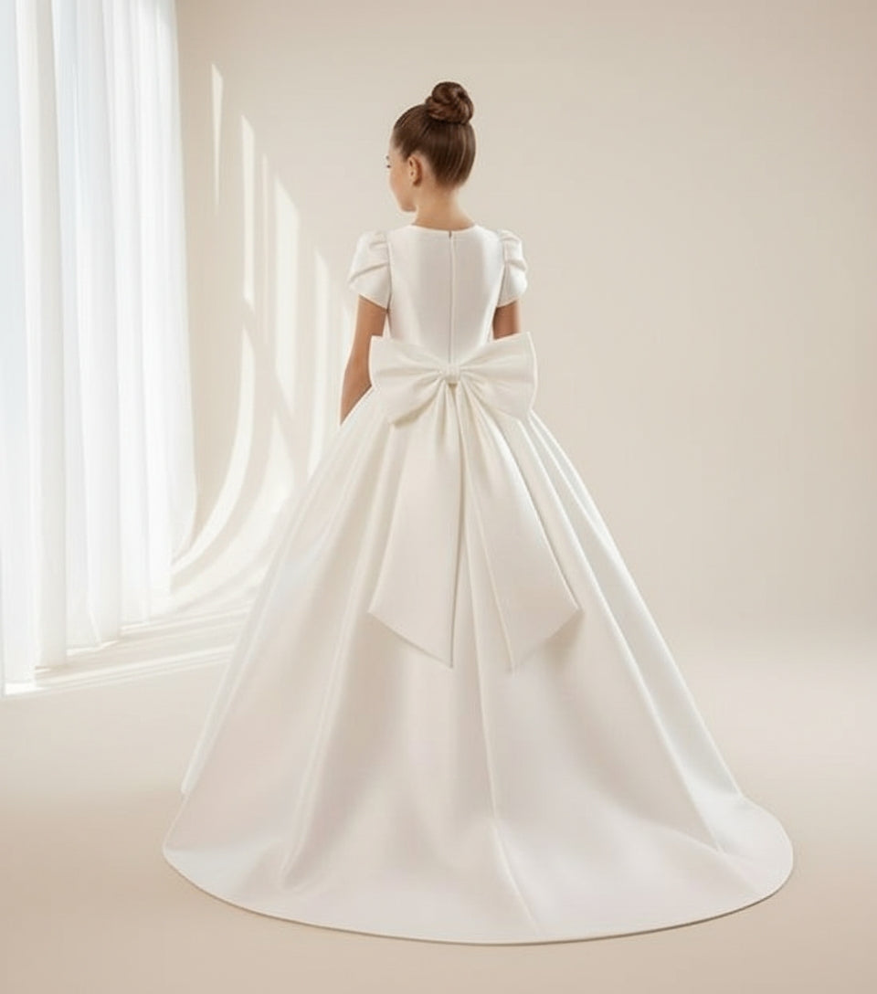 Ivory Mikado Flower Girl Dress MIK & ME Exclusive (Made to order) MK047