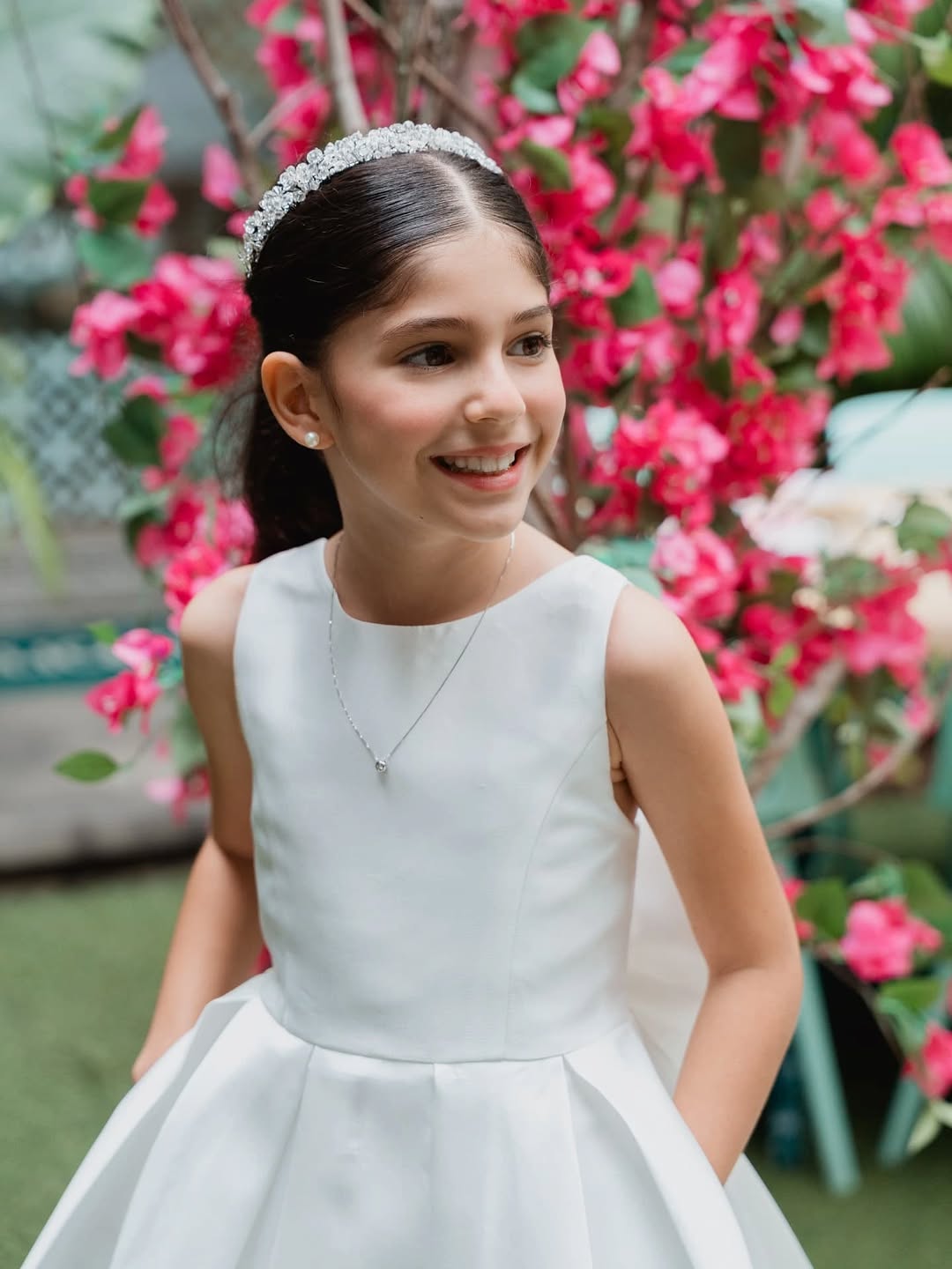 Sophia Mikado Flower Girl Dress - Knee Length (Made to order) Ivory MK007
