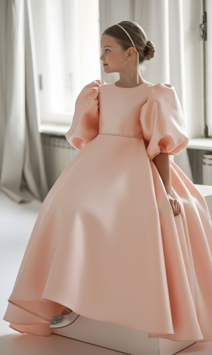 Beatrice Floor Length Special Occasion Satin Girls Dress (Made to order)