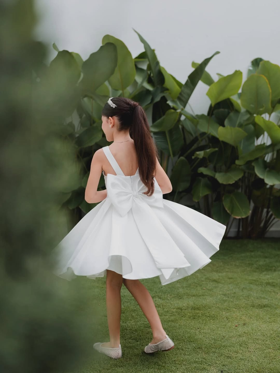 Sophia Mikado Flower Girl Dress - Knee Length (Made to order) Ivory MK007