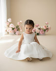 Sophia Mikado Flower Girl Dress - Ankle Length (Made to order) Ivory