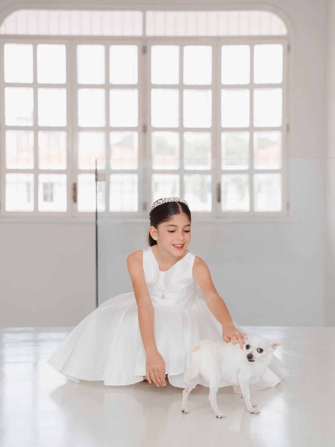 Sophia Mikado Flower Girl Dress - Knee Length (Made to order) Ivory MK007