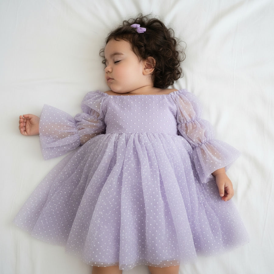 Purple Princess Swiss Dot Dress - 6 Months - 5 Years