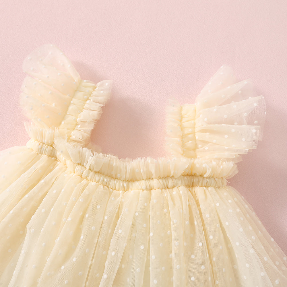 Swiss Dot Tutu Dress - Yellow