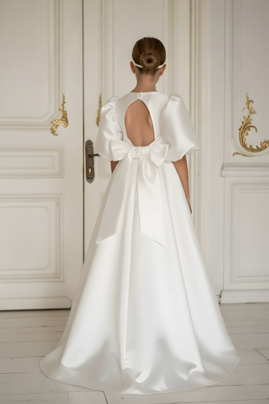 Beatrice Floor Length Special Occasion Satin Girls Dress (Made to order)
