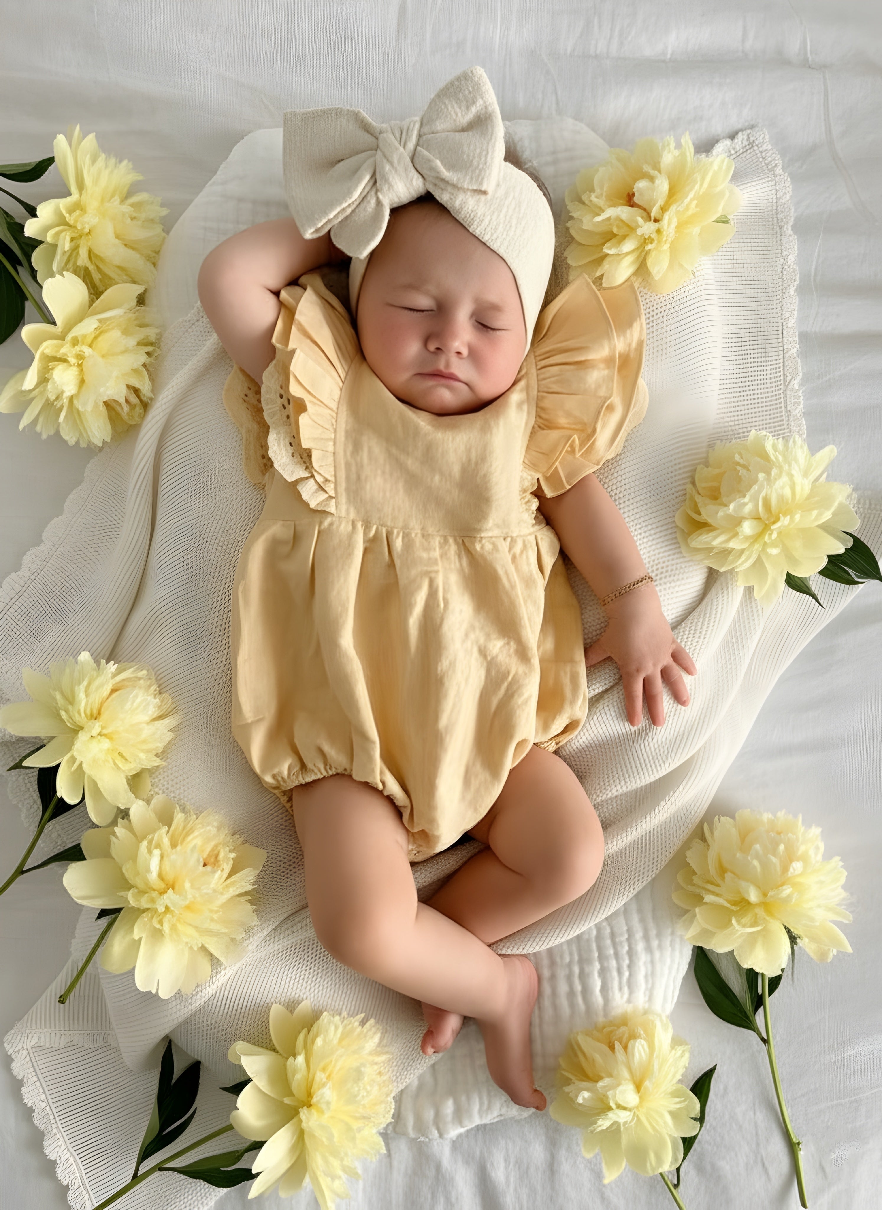 Mik & Me Exclusive Romper - 100% Linen/Organic Cotton (Shipped within 2 days)
