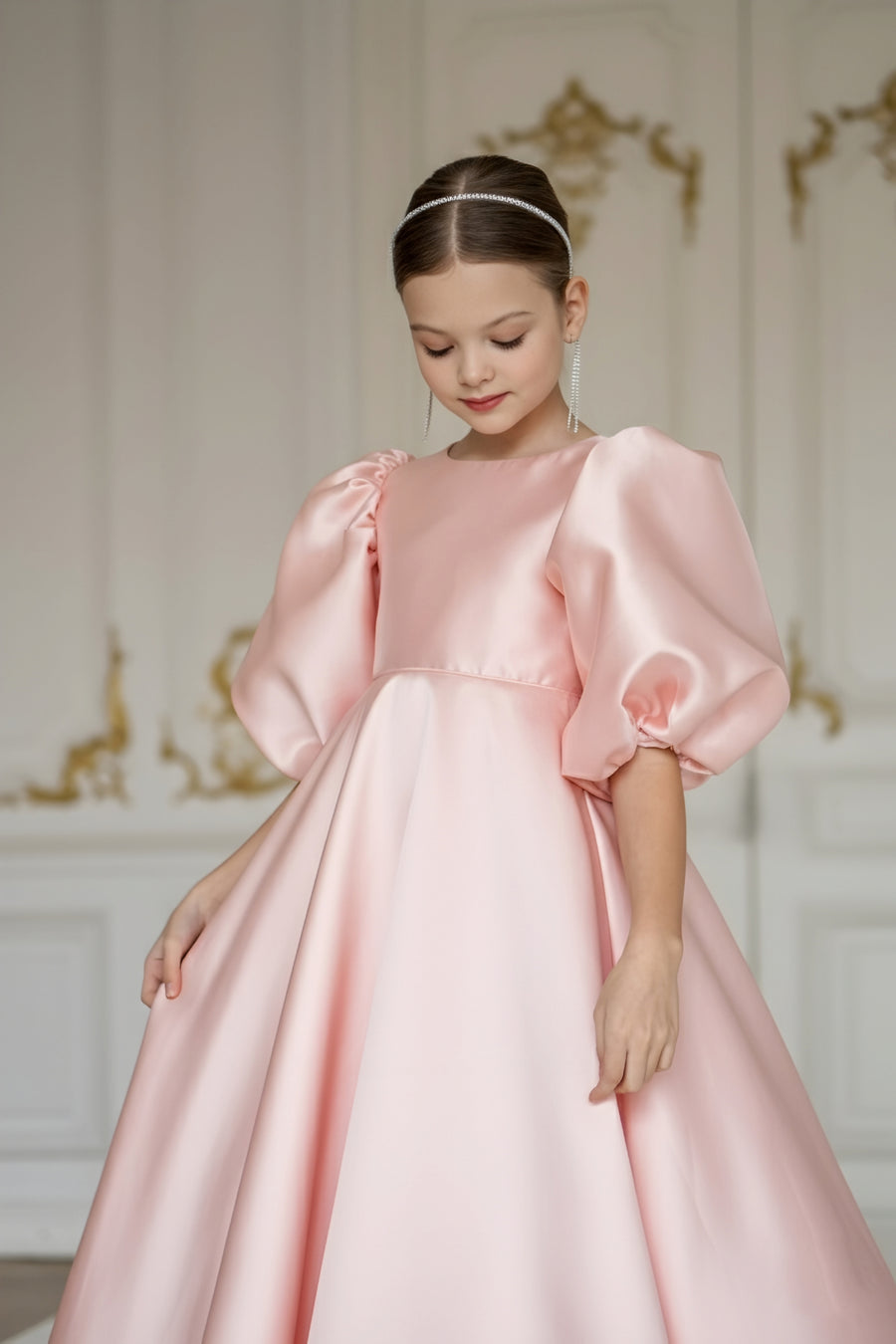 Beatrice Floor Length Special Occasion Satin Girls Dress (Made to order)