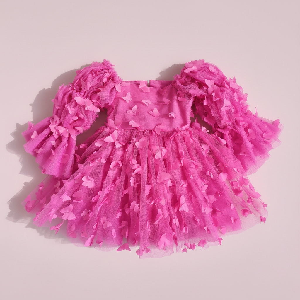 Hot Pink Butterfly Party Dress