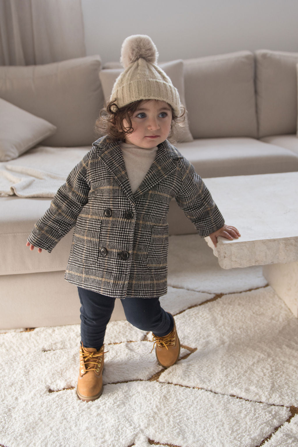 Winter Coat - Tan Check