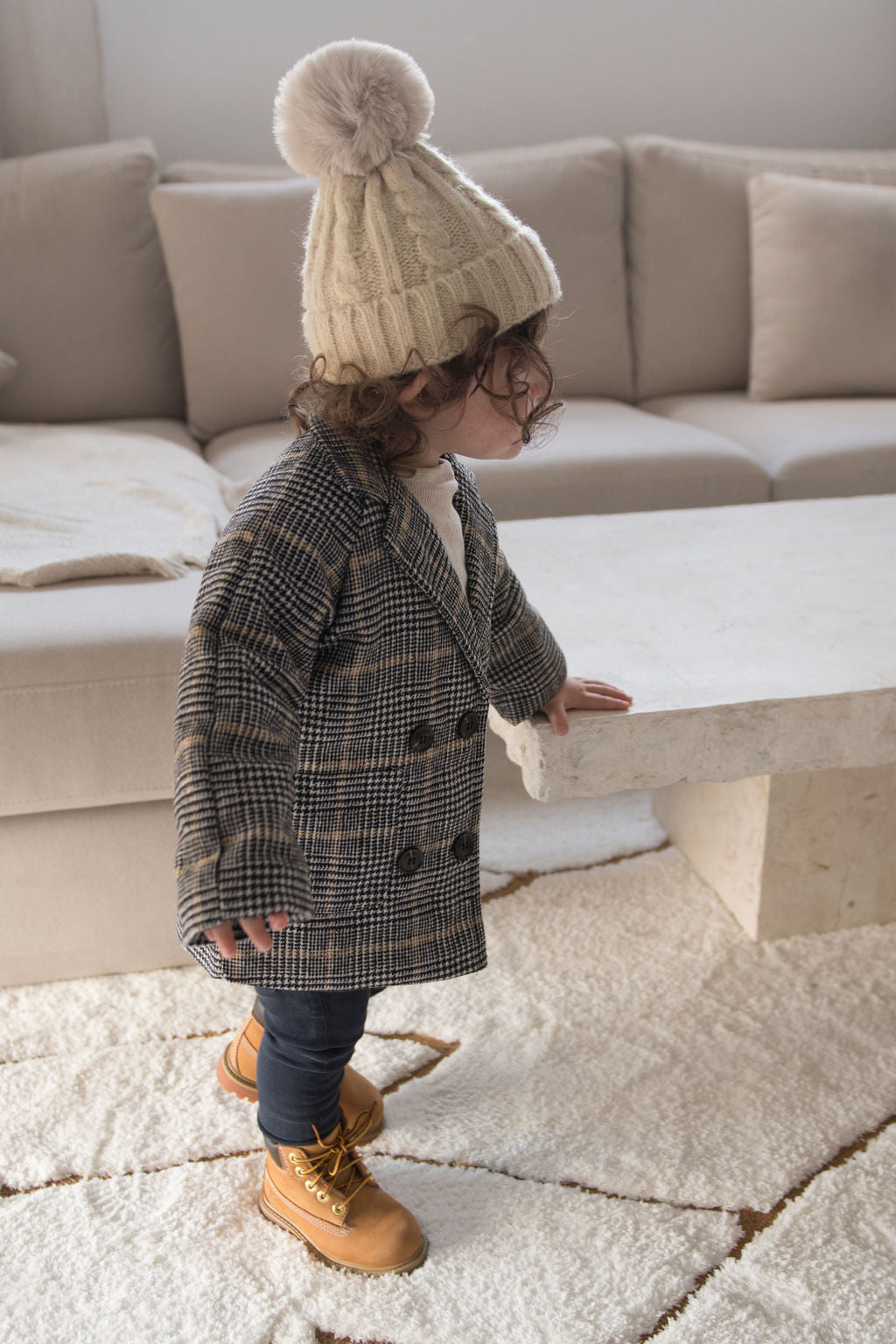 Winter Coat - Tan Check