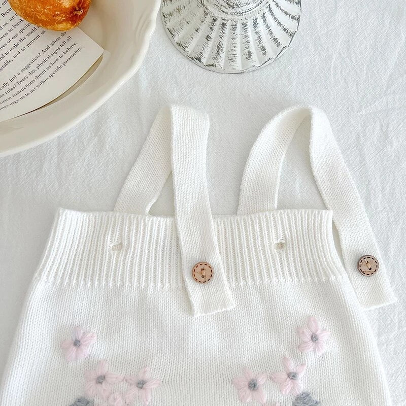 Evelyn Floral Knit Cardigan and Overalls