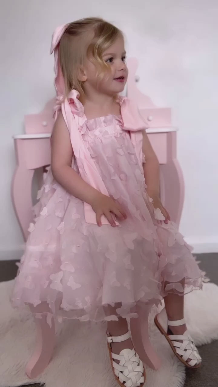 Sophie Butterfly Dress & Hair Bow - Pink (Made to order)
